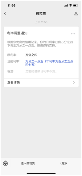 微粒贷降息了，年利率低至5.47%，你收到降息短信了吗？