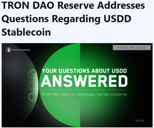 Bitcoin.com：USDD代表了真正去中心化稳定币