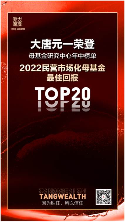 大唐元一荣登“2022民营市场化母基金最佳回报TOP20”榜单