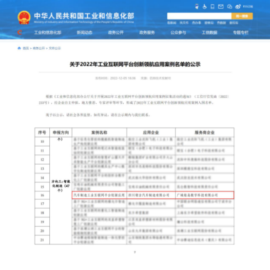 广域铭岛入围工信部“2022年工业互联网平台创新领航应用案例”