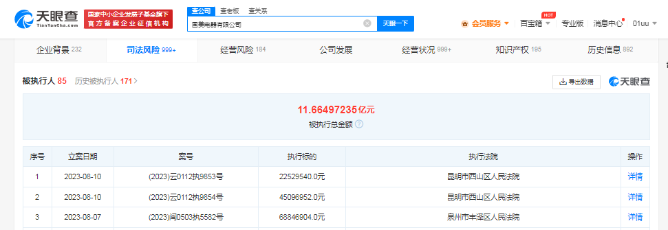 国美电器再被强制执行1.36亿