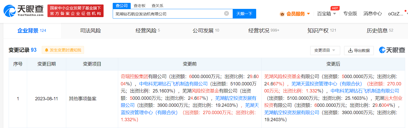 奇瑞退股钻石航空发动机公司