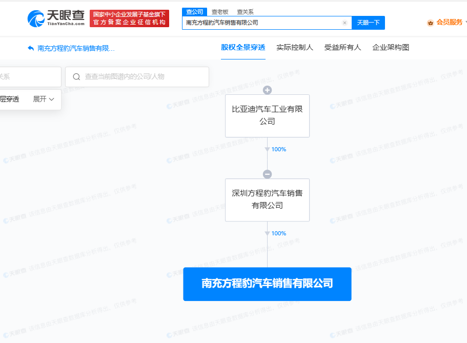 比亚迪方程豹在南充成立销售公司