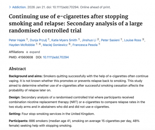 比尼古丁贴片更有效！最新权威研究：电子烟可显著防止戒烟后复吸