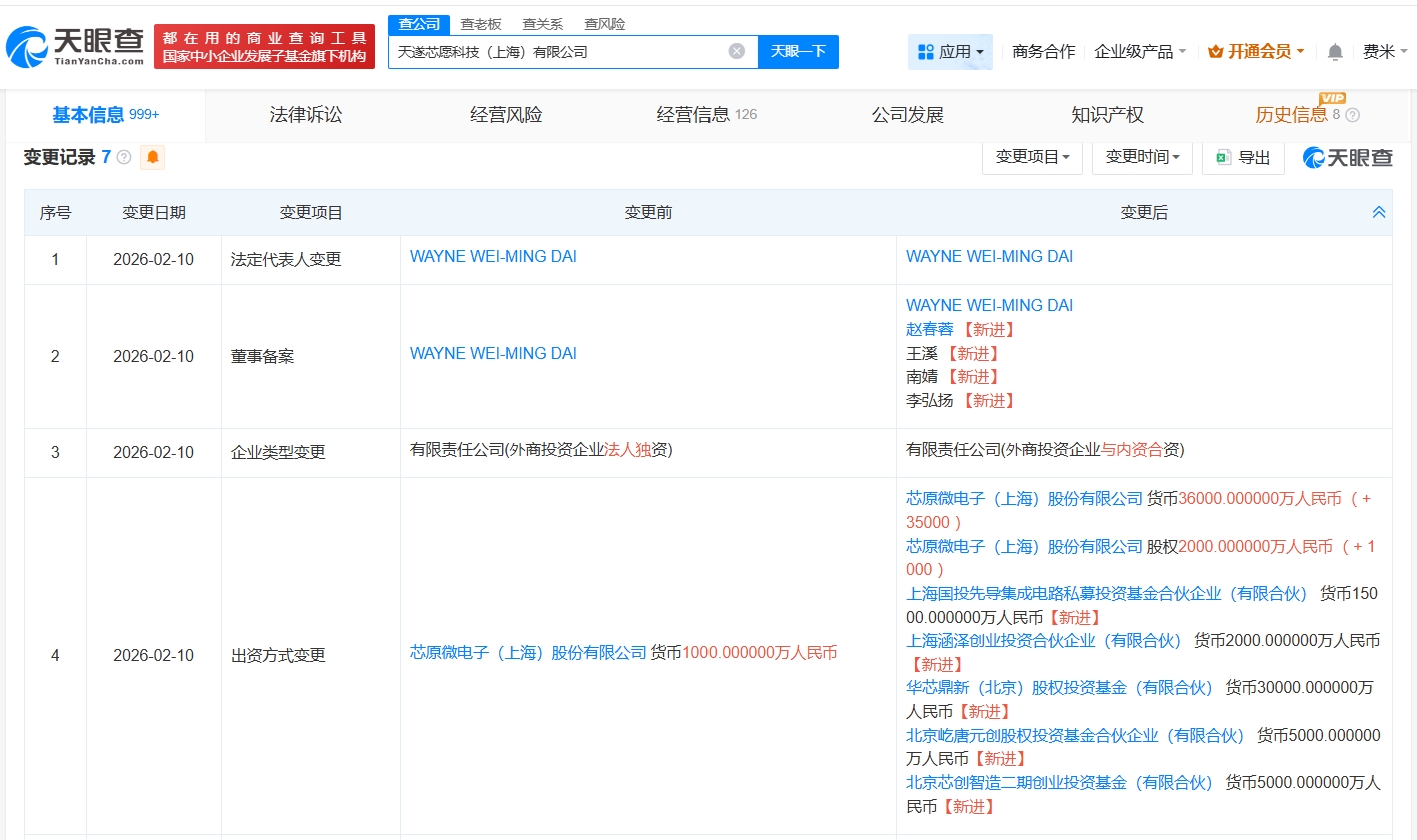 国家大基金三期旗下基金等入股芯原股份旗下公司